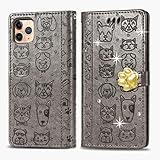 Suhctup Flip hülle kompatibel Samsung Galaxy Grand Prime, Katzen Hundemuster PU Leder case Mit Kartenschlitz-Halterung Funktion stoßfest Handyhülle funkelnd Diamant Cover Brieftasche Hülle-g