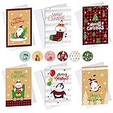 18 StüCk Weihnachtskarten Set, Weihnachtskarte Mit Umschläge Mini Weihnachten Karten Blanko Klappkarten Weihnachtskarten Postkarten Kommt Mit 6 Designs Merry Christmas (Weißer Karton)
