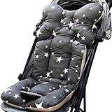 laamei Kinderwagen Sitzauflage Buggy Kindersitz Sitzauflage Baby Sitzkissen Kinderwagen atmungsaktive Universal Sitzauflage mit Sternendruck(Grau，35x78 cm)