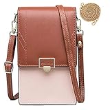 Handy Umhängetasche Leder Handytasche Kleine Crossbody Geldbörse Mini Handytasche zum Umhängen Handy Tasche für iPhone 11 Pro/11/Xs Max/XR/Xs, Samsung Galaxy S10/S9/S8/S7, Handy bis zu 6.5'' (Braun-1)