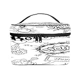 CIKYOWAY PU Kosmetiktasch,Nahtloses Muster Comic-Sprechblasen-Soundeffekte, Wolkenexplosion,Tragbare Wasserdicht Makeup Tasche Organizer Kulturtasche mit,Tragegriff 25×18×15