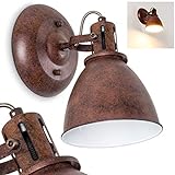 Wandleuchte Koppom, Wandlampe aus Metall in Rostbraun/Weiß, 1-flammig, mit verstellbarem Lampenschirm, 1 x E14-Fassung, max. 40 Watt, Retro/Vintage-Design, geeignet für LED L