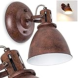 Wandleuchte Koppom, Wandlampe aus Metall in Rostbraun/Weiß, 1-flammig, mit verstellbarem Lampenschirm, 1 x E14-Fassung, max. 40 Watt, Retro/Vintage-Design, geeignet für LED L