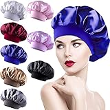 Duufin 8 Stück Satin Schlafmütze Damen Nachtmütze Schlafmütze Satin Bonnet Schlafhaube Elastic Wide band Hut Nachtschlaf Kopfbedeckung, 8 Farb