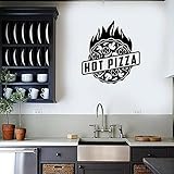 57x61cm HOT PIZZA Flamme Umgebende Pizza Muster Küche Fast Food Restaurant Pizza Shop Dekoration Kreative Geschnitzte Wandaufkleb