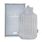 soxo Wärmflasche mit weichem Bezug 1,8 L Vliesbezug Bettflasche in einer Geschenkbox