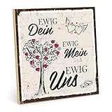 TypeStoff Holzschild mit Spruch – EWIG Dein – EWIG Mein – EWIG Uns – Grafik-Bild bunt, Schild, Wandschild, Türschild, Holztafel, Holzbild als Geschenk und Dekoration (19,5 x 19,5 cm)