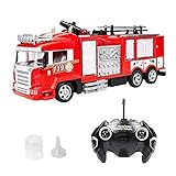 Thsl Fernbedienung Rettungslkw-Firetruck, Sprühwassergewehrspielzeug RC-Auto, Radio-Fernbedienung Musik- und Blinklicht, wiederaufladbare Batterie, Pädagogisches Spielzeug Junge,