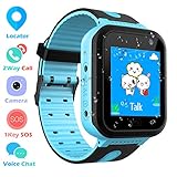 PTHTECHUS Kinder Smartwatch wasserdichte, Touchscreen Smart Watch Phone Kinder Intelligente Uhr mit SOS Anruf Sprachchat Kamera Wecker, Scherzt für Jungen Mädchen Schule Student Geschenk