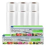 Amazon Brand - Eono Vakuumrollen Vakuumierfolie Folienbeutel-Vakuumbeutel - für Sous Vide oder Lebensmittel Lagerung, BPA frei - 20cm x 5m und 28cm x 5m, 6-Packungen, 2-Cutter Box