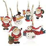 com-four® 6X Metallanhänger für den Weihnachtsbaum - Christbaumschmuck aus Metall - Weihnachtsdeko mit Schneemann und W