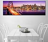 5D DIY Diamant Malerei Set Voll Große Größe für Erwachsene New York Bridge Skyline Nacht Diamond Painting Bilder Strass Stickerei Kreuzstich Arts Craft für Haus, Wand Dekor -Square Drill,16x48