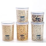 LYUN Vorratsdosen-Set luftdicht – 5-teiliges Set aus transparenten Kunststoffdosen für Müsli, Küche, Vorratsdosen für Speisekammer-Organisation, Farbe: 5-teiliges Set J