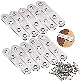 Flachverbinder, 10 Stück Edelstahl Flache Ecke Brackets, 4 Löcher Lochplatte Flachverbinder mit Schrauben, Edelstahl Holzverbinder Balken, Silber-Flachverbinder, Lochplatte Metallverb
