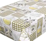 BEAUTEX Olive Wachstuchtischdecke glatt abwischbar Garten Tischdecke RUND OVAL ECKIG, Größe wählbar (Eckig 140x100 cm)