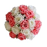 YWLINK 18 BlüTenköPfe KüNstliche Seidenrosen Blumen KüNstliche Blume Brautjungfer Hochzeit Rose Brautstrauß Home Hochzeit Dek