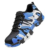 Quiteyan Arbeitsschutzschuhe Unisex,Sicherheitsschuhe Leicht Atmungsaktiv Sportlich Schutzschuhe mit Stahlkappen,Blue▁38