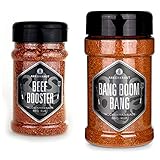 Ankerkraut Beef Booster, Rub Brisket und Steak Gewürz, Gewürzmischung für Fleisch, 230g im Streuer & Bang Boom Bang, 210g im Streuer, Scharfer Spicy BBQ Rub, Gewürzzubereitung für F