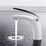 Homelody Weiß Wasserhahn Bad Armatur Mischbatterie Chrom Badarmatur Waschtischarmatur Waschbecken Einhebelmischer f. B