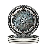 Perstonnoli Wikinger Runen Untersetzer Rund Keramik Getränkuntersetzer mit Korkboden 4er Set Dekorative Untersetzer für Glas Tassen Vasen Kerzen 10cm Multicolor 6PCS