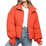 EMATOP Damen Winterjacke Kurz Mantel Trenchcoat Winddicht Wintermantel Einfarbig Mode Daunenmantel Winter Warme Baumwolljacke Steppjacke Elegant Softshelljacke Outwear Weich Revers Outdoorjack