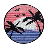 Sonnenuntergang am Meer Patch zum Aufbügeln | Strand Patches, Palmen Bügelbild, Sonne Bügelpatch , Wasser Aufnäher Finally H