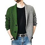Sijux Herren Dicker Mantel Rollkragenpullover Strickjacke Herrenbekleidung Baumwollstrickpullover Kapuzenpullover Thermostrick,Grün,L