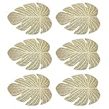 YLSZHY Platzdeckchen mit Blättern, wärmeisoliert, waschbar, rutschfest, für Küche, Terrasse, Urlaub, Hochzeit, 36,5 x 45,5 cm, 6 Stück