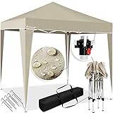 KESSER® Pavillon 3x3m | wasserdicht | inkl. Tasche | Pop-Up Klicksystem | UV-Schutz 50+ | Faltpavillon | Gartenzelt | Partyzelt | Metall-Verstrebungen Beig