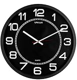 Unilux riesen Wanduhr Mega in schwarz, moderne, analoge Uhr für große R