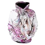 LHGBGBLN Farbe Blumen Cartoon Pferd 3D-Druck Hoodie neutral Streetwear Pullover personalisierte Kapuzenp