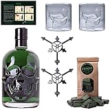 Totenkopf Absinth Set | 1x Hamlet Classic Green Absinth | 2x Skull Absinth Gläser | 2x Absinth Löffel | 1x Zuckerwü