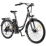 VIVI E-Bike Elektrofahrrad, 26 Zoll Pedelec Elektrisches Fahrrad Citybike Elektrofahrräder mit Abnehmbarer 8Ah Lithium-Batterie, Shimano 7-Gang (26 Zoll Schwarz)