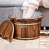 Fuß Badewanne Holz Fußbad Becken for Linderung Ermüdung und Schlaf, Home Foot Spa Pediküre-Wanne mit Deck