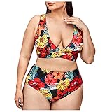 TSPRING Bikini Set Frauen Bikini Set für Mollige Bikini Set für MäDchen Bikini Set Geraffter Bikini Set Glitzer XXXXL