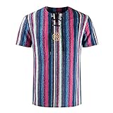 BIBOKAOKE T-Shirt Herren Leinenoptik Vintage Ethno-Print Kurzarm Sommer Basic Regular Slim Fit Kurzarmshirt Fashion Muscle Shirt Freizeithemd Coole Männer Essentials Outdoor Sport S
