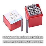 PandaHall Elite 36 Pcs Brief- und Nummernstempel-Set Alphabet A bis Z und Nummer 0 bis 9 Eisendichtung Schlagwerkzeuge 4mm Zeichen zum Stempeln von Metall, Schmuck, Leder, H