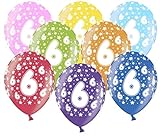 Libetui 10 kunterbunte Luftballons Metallic 30cm Deko zum 6. Geburtstag Party Kindergeburtstag Happy Birthday Dekoration Nummer 6