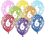 Libetui 10 kunterbunte Luftballons Metallic 30cm Deko zum 6. Geburtstag Party Kindergeburtstag Happy Birthday Dekoration Nummer 6