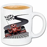 Reifen-Markt Kaffeetasse Formel 1 Rennwagen Flagge HOT Rod US CAR MUCLE CAR V8 Route 66 USA Amerika Keramik 330 ml in Weiß