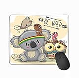 Family Mouse Pad, Rechteck Rechteck Rutschfeste Gummi Mousepad Niedliche Cartoon Tribal Koala Eule Feder Niedliche Cartoon Tribal Koala Eule Ink