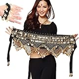 NEPAK 3 Stück Damen Bauchtanz Hüfttuch,Bauchtanz Gürtel,Belly Dance Bauchtanz Kostüm Hüfttuch goldfarbenen Münzgürtel Gü
