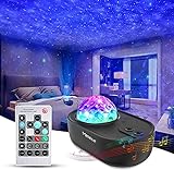 Sternenhimmel Projektor Starry Projector Light, 3 in 1 Sternenprojektor Nachtlicht mit Fernbedienung, Bluetooth-Musiklautsprecher 5 Geräusche für Schlafzimmerparty, Timing für Kinder Erw
