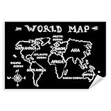 Postereck - 1899 - Weltkarte, Zeichnung Skizze Kontinente Umrisse - Wandposter Fotoposter Bilder Wandbild Wandbilder - Leinwand - 60,0 cm x 40,0