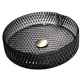 ZCM-JSDS Aufsatzwaschbecken Aus Gehärtetem Glas,Zylindrisch Aufsatz-Waschschale Waschtisch mit Pop-up-Abfluss,für Bar und Garderobe, Aufsatzwaschbecken,Black-B