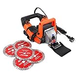 OUKANING Betonschneidemaschine,5200W Nasse Handkreissägen Set, Tiefe Breite Einstellbar,10500R/Min Kreissäge(Cutting Machine+Saw Blade×5+Packing Box+Water Inlet Pipe+Water Outlet Pipe+Waterproof Pad)