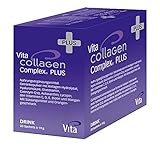 Vita Collagen Complex PLUS Drink - 20 Sachets mit Kollagenhydrolysat, Hyaluronsäure, Glucosamin, Coenzym Q10, Astaxanthin, Lutein, Lycopin, Pflanzenextrakten, Aminosäuren, Vitaminen, Sp