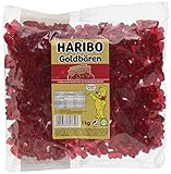 Haribo Goldbären Himbeer (1kg Beutel Gummibärchen dunkel rot)