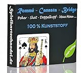 Rommee Karten, Canasta, Bridge aus 100% Kunststoff (Plastik +) Französisches Bild, Skat Poker Mau Mau Spielkarten, Romme wasserfest & abwaschb
