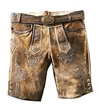 MADDOX Kurze Trachtenlederhose Herren Ammersee Ziller antik, urig und speckig mit Gürtel NEU, Größen Hosen:52